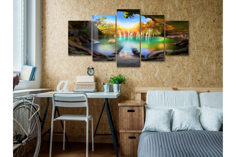 Billede Turquoise Lake 5 Parts Wide 200x100 - Artgeist sp. z o. o. - Boligtilbehør - Billeder & kunst - Billeder på lærred