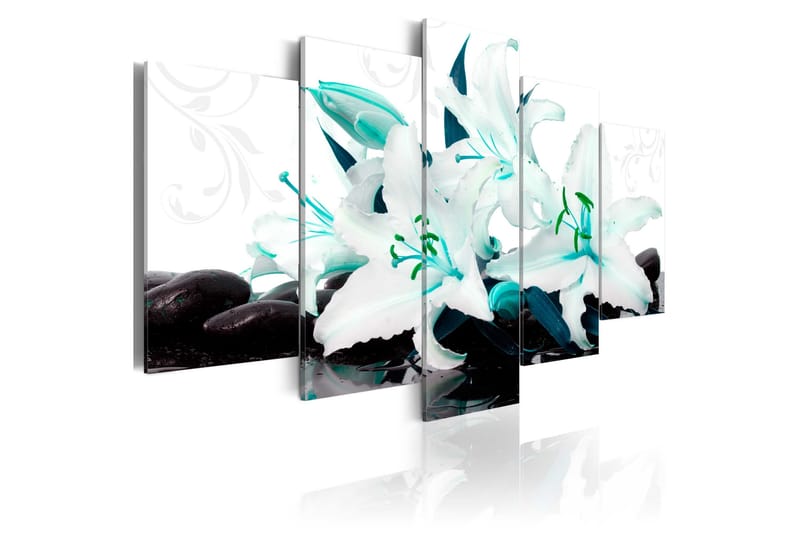 Billede Turquoise Lilies And Stones 100x50, Artgeist sp. z o. o.