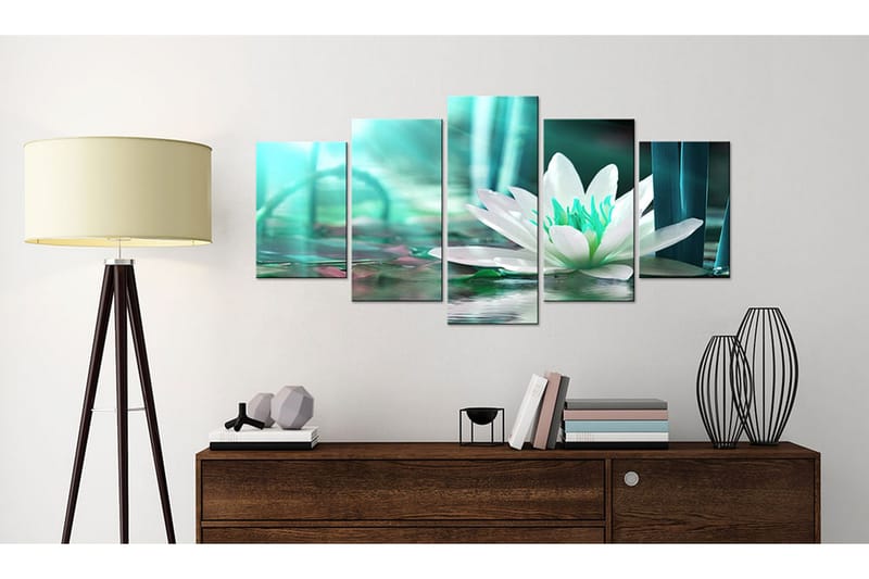 Billede Turquoise Lotus 200x100 - Artgeist sp. z o. o. - Boligtilbehør - Billeder & kunst - Billeder på lærred