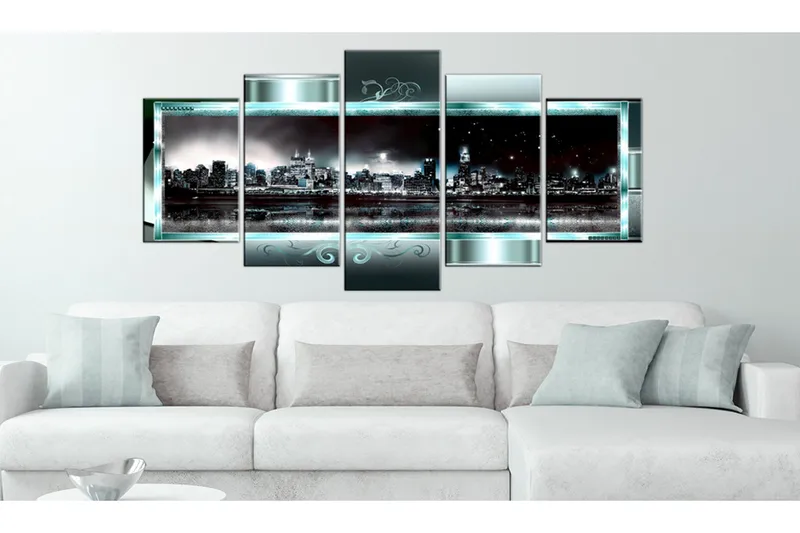 Billede Turquoise New York Starry Night 100x50 - Artgeist sp. z o. o. - Boligtilbehør - Billeder & kunst - Billeder på lærred