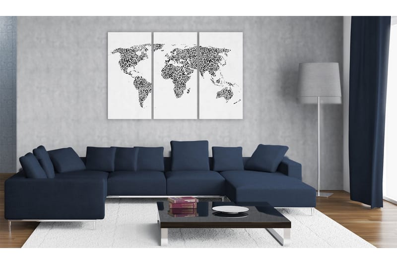 Billede Verdenskort Alfabetet Triptych 60x40 - Artgeist sp. z o. o. - Boligtilbehør - Billeder & kunst - Billeder på lærred