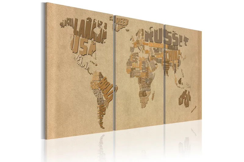 Billede Verdenskort Beige Og Brunt 120x60, Artgeist sp. z o. o.