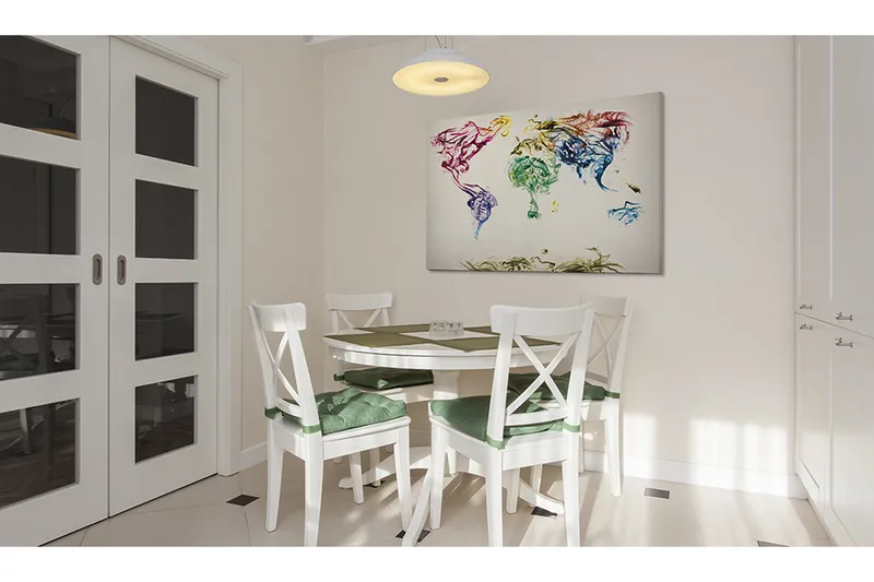 Billede Verdenskort Farvet Røg Spor 90x60 - Artgeist sp. z o. o. - Boligtilbehør - Billeder & kunst - Billeder på lærred