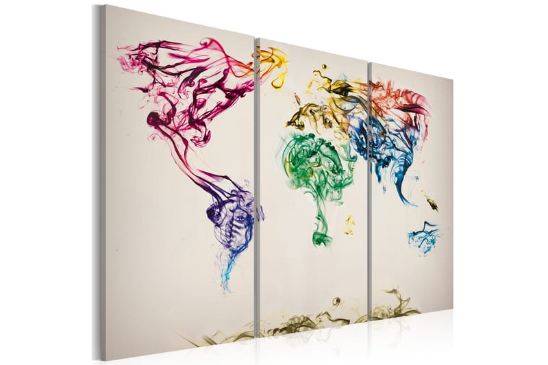 Billede Verdenskort Farvet Røg Spor Triptych 60x40, Artgeist sp. z o. o.