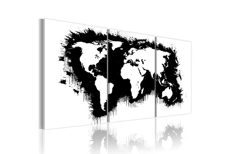 Billede Verdenskort Sort-Hvidt 120x60 - Artgeist sp. z o. o. - Boligtilbehør - Billeder & kunst - Billeder på lærred
