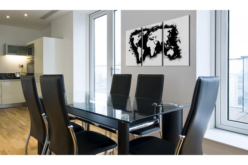 Billede Verdenskort Sort-Hvidt 120x60 - Artgeist sp. z o. o. - Boligtilbehør - Billeder & kunst - Billeder på lærred
