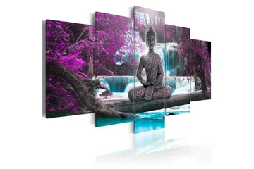 Billede Waterfall And Buddha 100x50 - Artgeist sp. z o. o. - Boligtilbehør - Billeder & kunst - Billeder på lærred