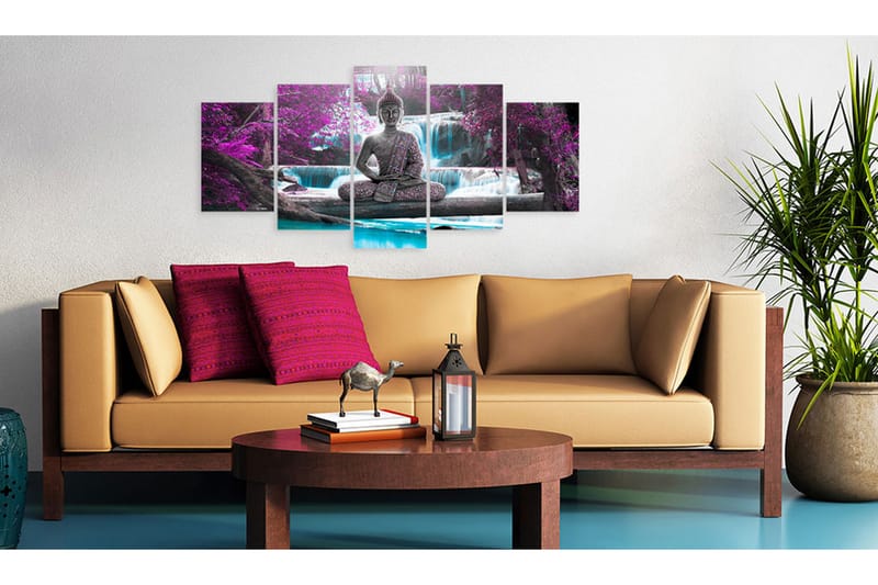 Billede Waterfall And Buddha 100x50 - Artgeist sp. z o. o. - Boligtilbehør - Billeder & kunst - Billeder på lærred