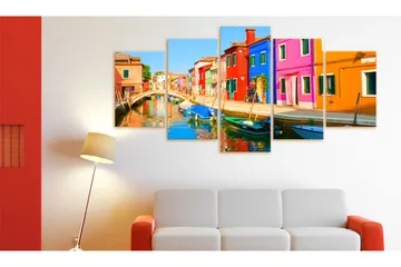 Billede Waterfront In Rainbow Colors 100x50 - Artgeist sp. z o. o. - Boligtilbehør - Billeder & kunst - Billeder på lærred