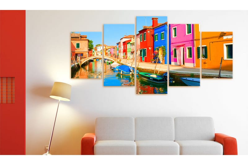 Billede Waterfront In Rainbow Colors 100x50 - Artgeist sp. z o. o. - Boligtilbehør - Billeder & kunst - Billeder på lærred