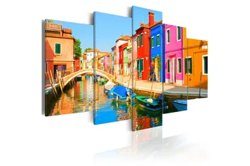 Billede Waterfront In Rainbow Colors 100x50 - Artgeist sp. z o. o. - Boligtilbehør - Billeder & kunst - Billeder på lærred