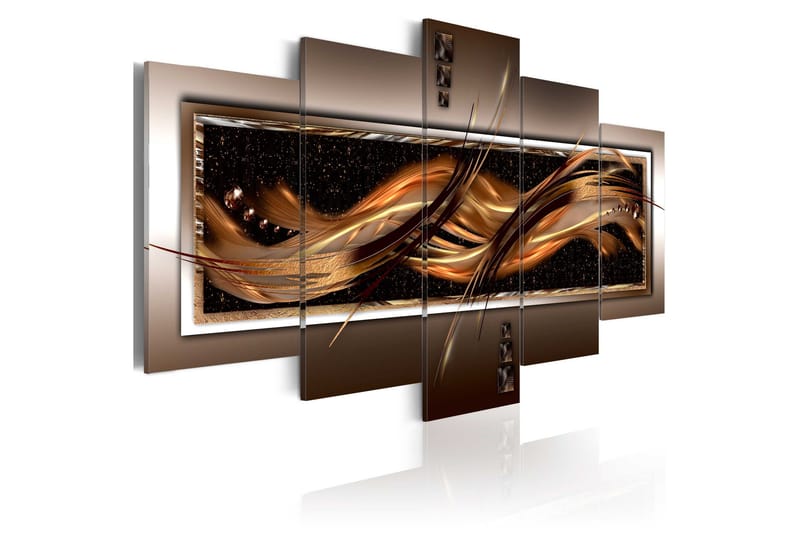 Billede Wave Of Fire 200x100, Brun/Beige/Guld