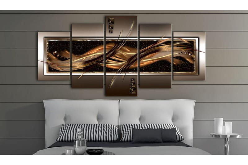 Billede Wave Of Fire 200x100 - Brun/Beige/Guld - Boligtilbehør - Billeder & kunst - Billeder på lærred