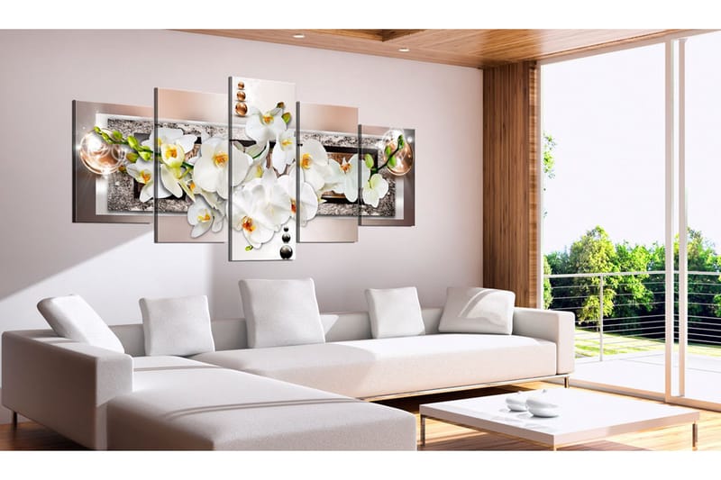 Billede White Abstract Orchid 200x100 - Artgeist sp. z o. o. - Boligtilbehør - Billeder & kunst - Billeder på lærred
