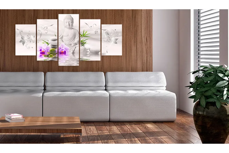 Billede White Buddha 200x100 - Artgeist sp. z o. o. - Boligtilbehør - Billeder & kunst - Billeder på lærred