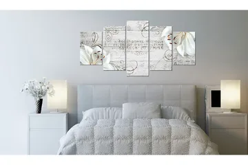Billede White Lilies On Wood 200x100 - Artgeist sp. z o. o. - Boligtilbehør - Billeder & kunst - Billeder på lærred