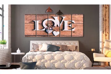 Billede Wooden Letters 5 Parts Narrow 200x80 - Artgeist sp. z o. o. - Boligtilbehør - Billeder & kunst - Billeder på lærred