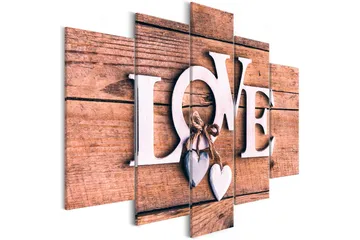 Billede Wooden Letters 5-Parts Wide 100x50 - Artgeist sp. z o. o. - Boligtilbehør - Billeder & kunst - Billeder på lærred