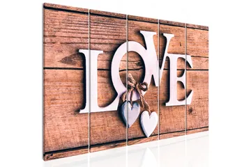 Billede Wooden Letters 5 Parts Narrow 200x80 - Artgeist sp. z o. o. - Boligtilbehør - Billeder & kunst - Billeder på lærred