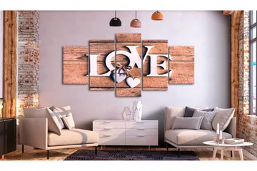 Billede Wooden Letters 5-Parts Wide 100x50 - Artgeist sp. z o. o. - Boligtilbehør - Billeder & kunst - Billeder på lærred