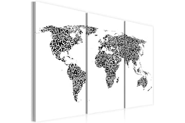 Billede World Map alphabet Triptych 90x60