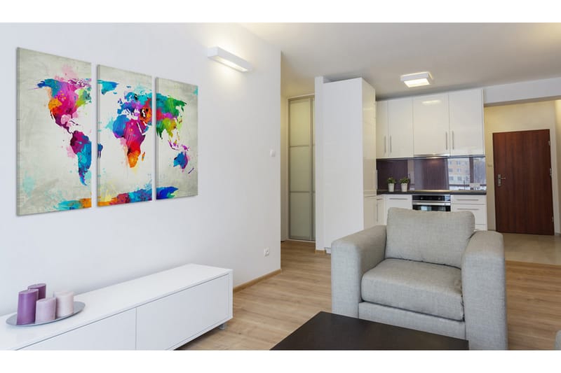 Billede World Map An Explosion Of Colors 120x80 - Artgeist sp. z o. o. - Boligtilbehør - Billeder & kunst - Billeder på lærred