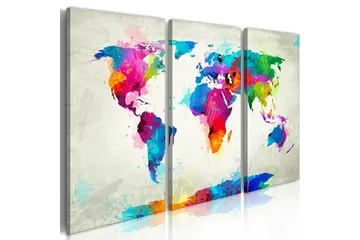 Billede World Map An Explosion Of Colors 60x40 - Artgeist sp. z o. o. - Boligtilbehør - Billeder & kunst - Billeder på lærred
