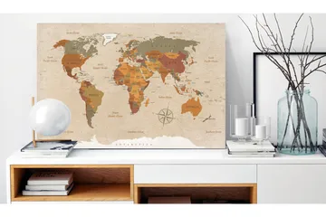 Billede World Map: Beige Chic 120x80 - Artgeist sp. z o. o. - Boligtilbehør - Billeder & kunst - Billeder på lærred
