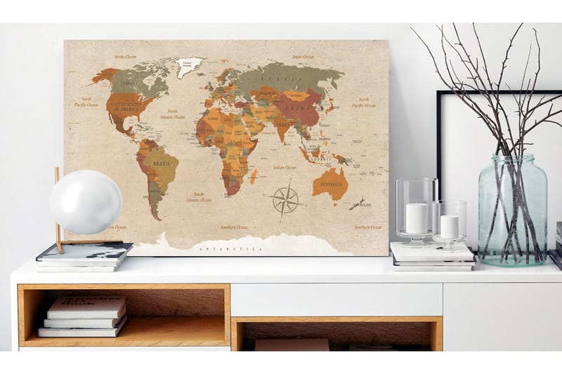 Billede World Map: Beige Chic 120x80, Artgeist sp. z o. o.