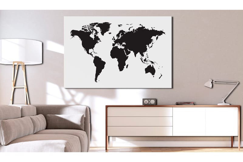 Billede World Map: Black & White Elegance 90x60, Artgeist sp. z o. o.