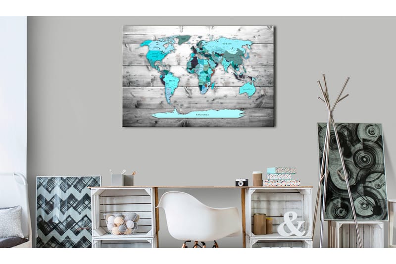 Billede World Map: Blue World 120x80, Artgeist sp. z o. o.
