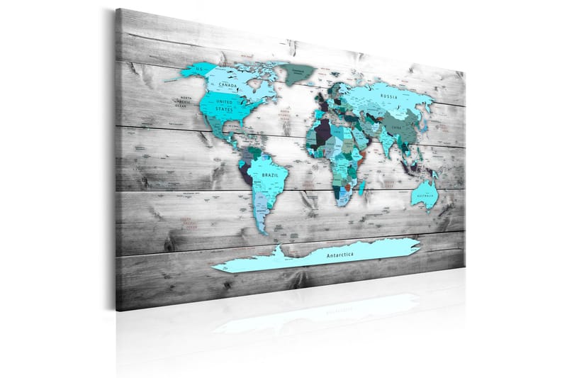 Billede World Map: Blue World 90x60 - Artgeist sp. z o. o. - Boligtilbehør - Billeder & kunst - Billeder på lærred