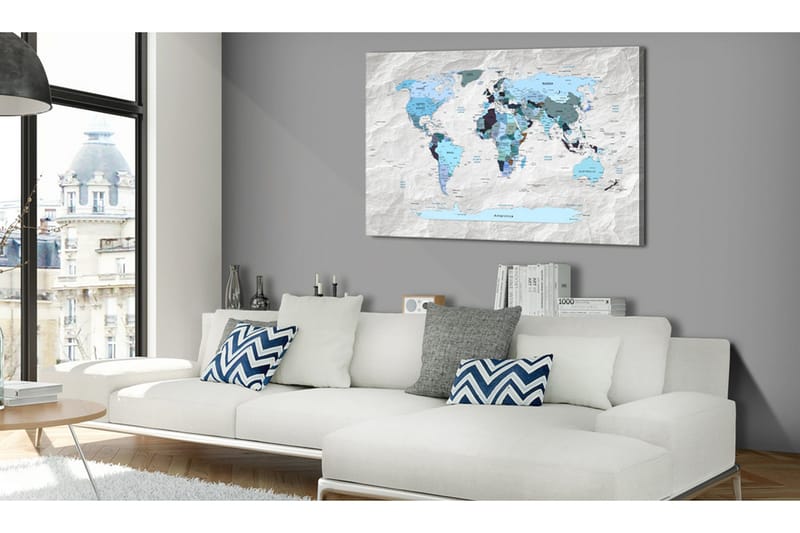 Billede World Map: Blue Pilgrimages 120x80, Artgeist sp. z o. o.