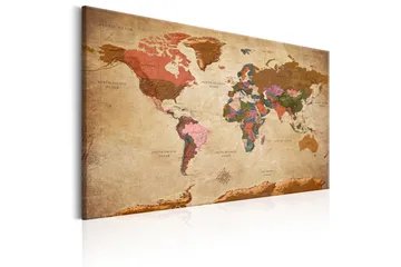 Billede World Map: Brown Elegance 90x60 - Artgeist sp. z o. o. - Boligtilbehør - Billeder & kunst - Billeder på lærred