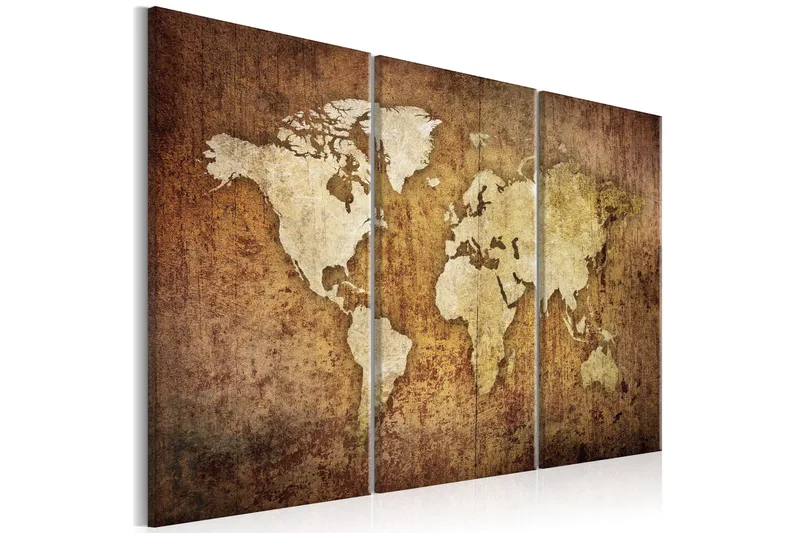 Billede World Map Brown Texture 90x60, Artgeist sp. z o. o.