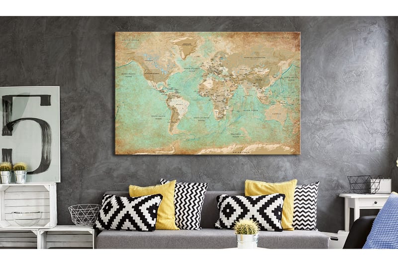 Billede World Map: Celadon Journey 120x80, Artgeist sp. z o. o.