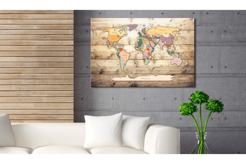 Billede World Map: Colourful Continents 90x60, Artgeist sp. z o. o.