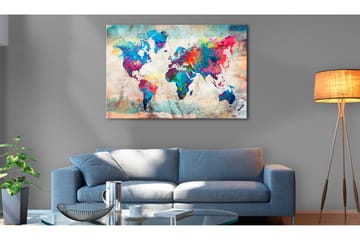 Billede World Map: Colourful Madness 90x60 - Artgeist sp. z o. o. - Boligtilbeh ør - Billeder & kunst - Billeder på lærred