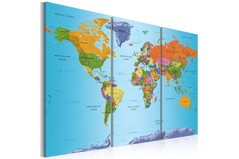 Billede World Map Colourful Note 120x80, Artgeist sp. z o. o.