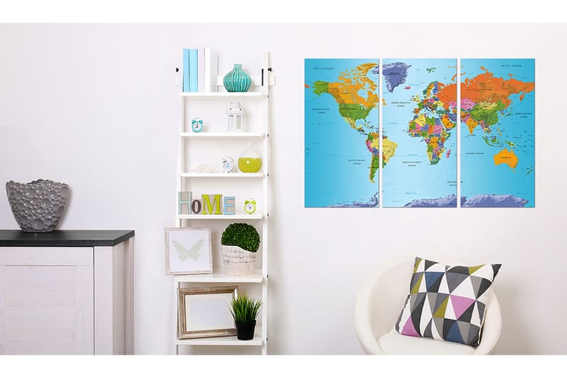 Billede World Map Colourful Note 90x60 - Artgeist sp. z o. o. - Boligtilbehør - Billeder & kunst - Billeder på lærred
