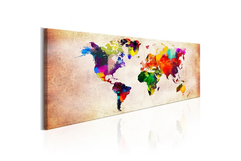 Billede World Map Colourful Ramble 150x50, Artgeist sp. z o. o.