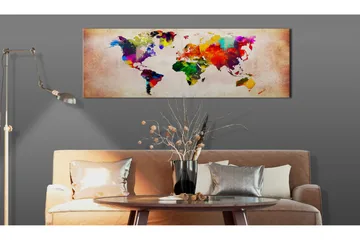 Billede World Map Colourful Ramble 150x50 - Artgeist sp. z o. o. - Boligtilbehør - Billeder & kunst - Billeder på lærred
