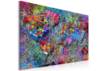Billede World Map Colourful Whirl 120x80 - Artgeist sp. z o. o. - Boligtilbehør - Billeder & kunst - Billeder på lærred