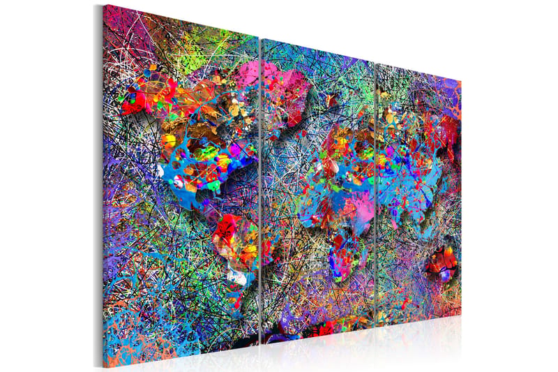 Billede World Map Colourful Whirl 90x60, Artgeist sp. z o. o.