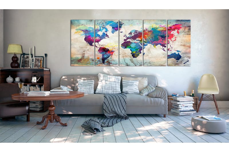 Billede World Map: Cracked Wall 200x80, Artgeist sp. z o. o.