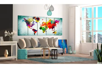 Billede World Map Green Vignette 200x80 - Artgeist sp. z o. o. - Boligtilbehør - Billeder & kunst - Billeder på lærred