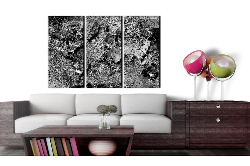 Billede World Map Grey Thread 90x60 - Artgeist sp. z o. o. - Boligtilbehør - Billeder & kunst - Billeder på lærred