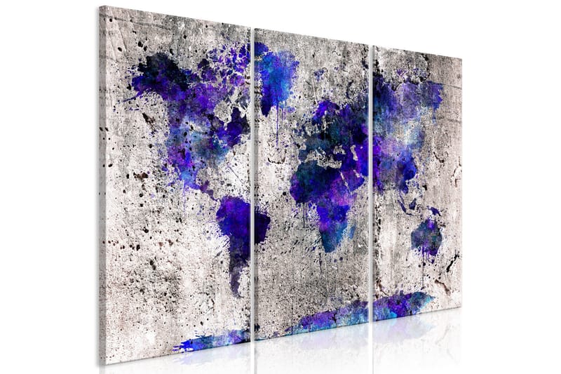Billede World Map Ink Blots 3 Parts 90x60, Artgeist sp. z o. o.