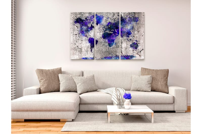 Billede World Map Ink Blots 3 Parts 90x60 - Artgeist sp. z o. o. - Boligtilbehør - Billeder & kunst - Billeder på lærred