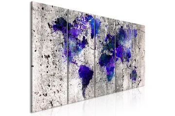 Billede World Map Ink Blots 5 Parts Narrow 225x90 - Artgeist sp. z o. o. - Boligtilbehør - Billeder & kunst - Billeder på lærred